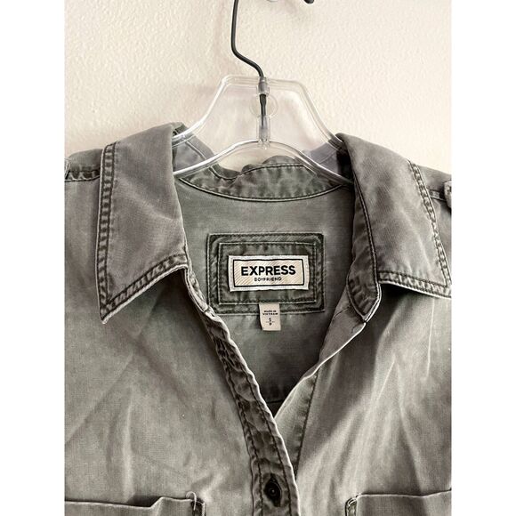 Express Gray Boyfriend Button Up - Picture 4 of 6